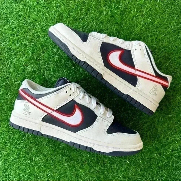 Nike Dunk Low Prm White / University Red / Obsidian - Picture 7 of 8